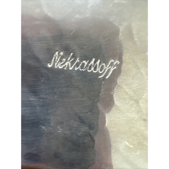 Serge Nekrassoff Hammered Pewter Leaf Centerpiece Serving Tray Platter 17.5" - Picture 2 of 5